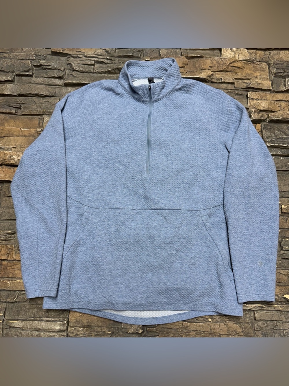 Lululemon At Ease Half Zip Pullover Sweater Mens Medium Blue Long Sleeve Casual